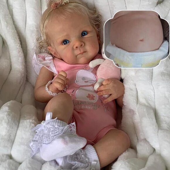 🆕18 Inch Girl Vinyl Full Body Blonde Hair Real Life Newborn Reborn Baby Dolls - Picture 1 of 9